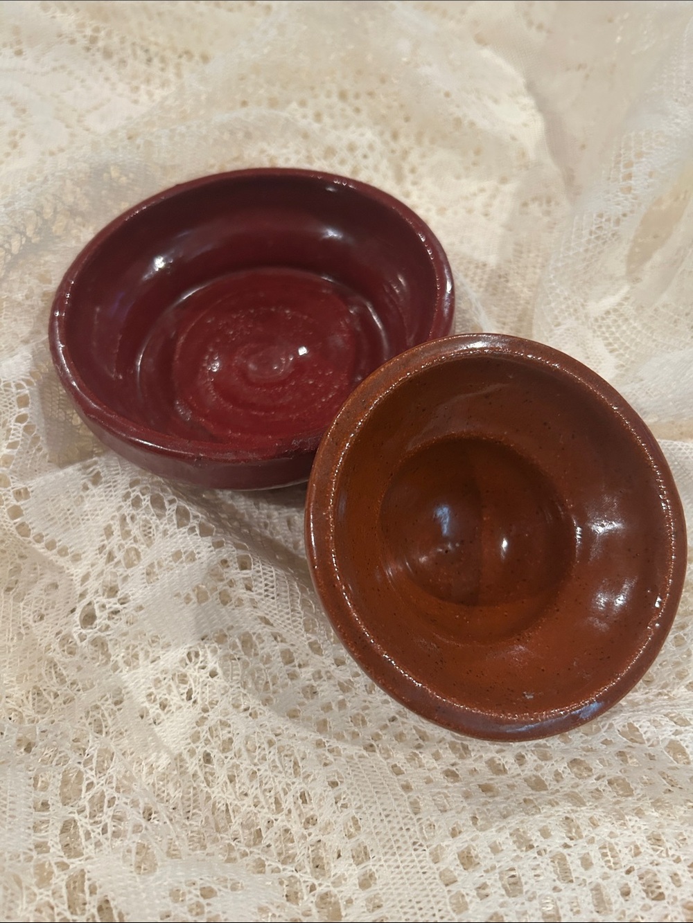 Handcrafted Red and Brown Ceramic Bowls - Home Accents Decor